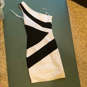 Black and White One Shoulder Dress